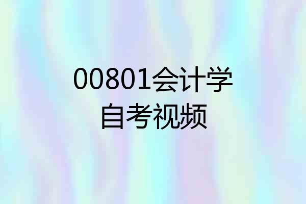 00801会计学自考视频
