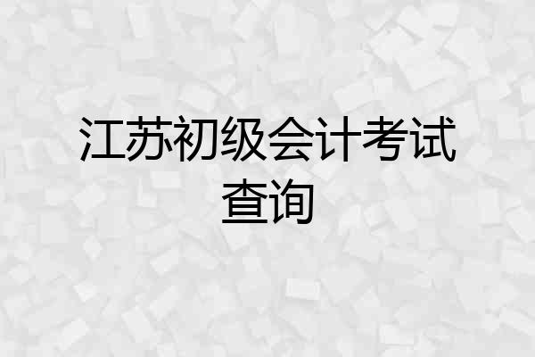 江苏初级会计考试查询