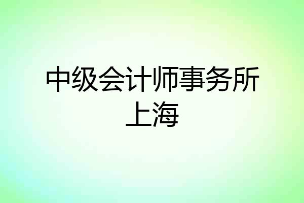 中级会计师事务所上海