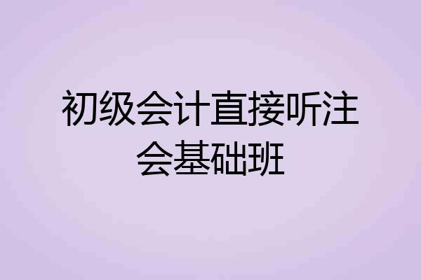 初级会计直接听注会基础班