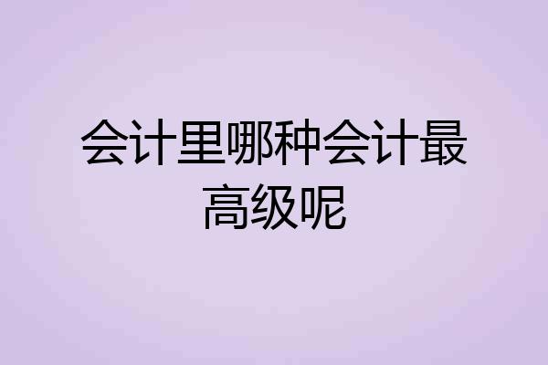 会计里哪种会计最高级呢