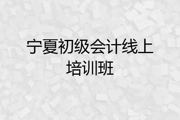 宁夏初级会计线上培训班