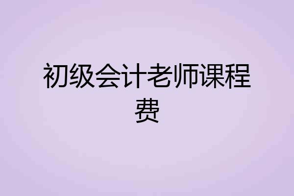 初级会计老师课程费