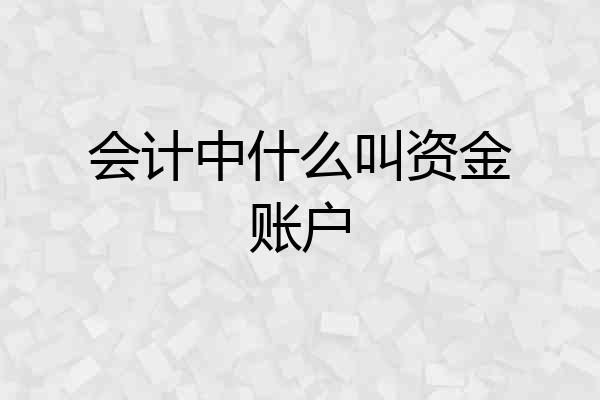 会计中什么叫资金账户