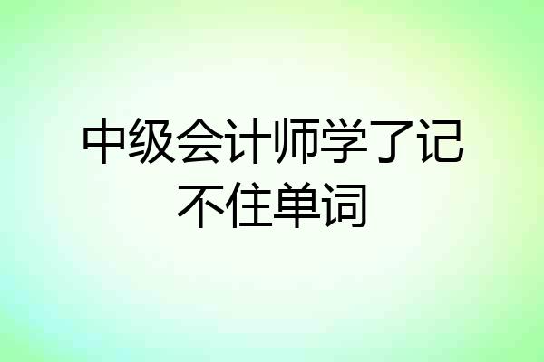 中级会计师学了记不住单词