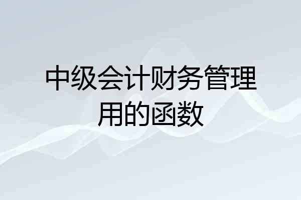 中级会计财务管理用的函数