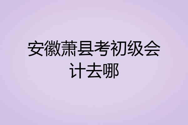 安徽萧县考初级会计去哪