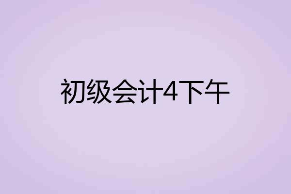 初级会计4下午