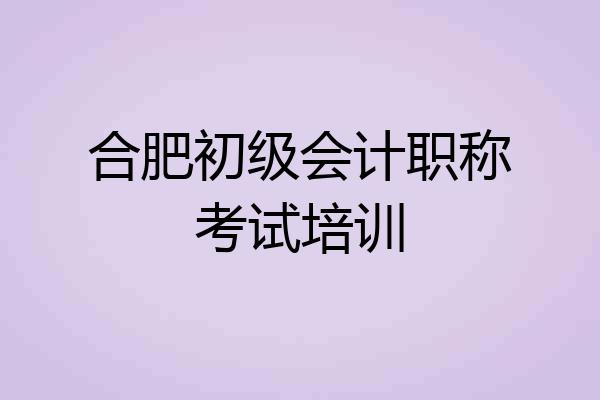 合肥初级会计职称考试培训