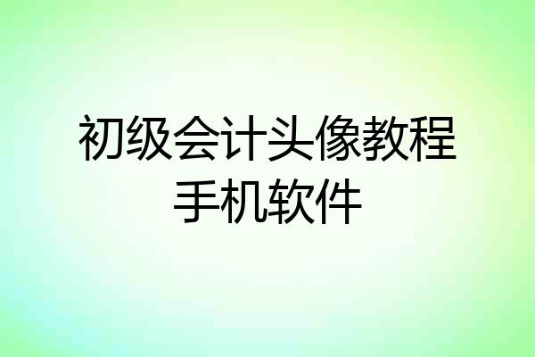 初级会计头像教程手机软件
