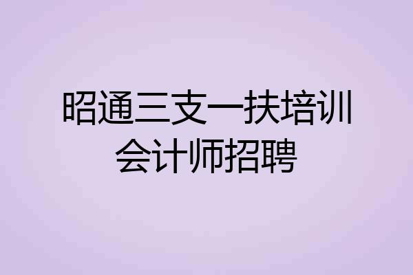 昭通三支一扶培训会计师招聘
