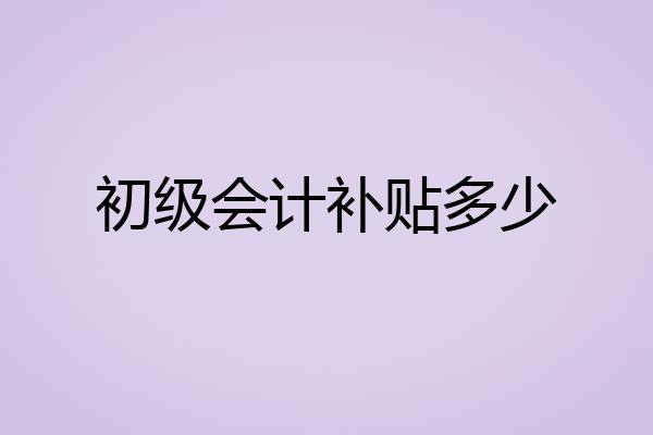 初级会计补贴多少