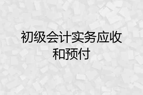 初级会计实务应收和预付