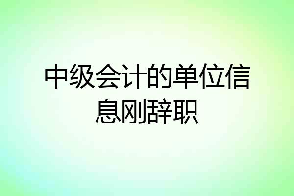 中级会计的单位信息刚辞职
