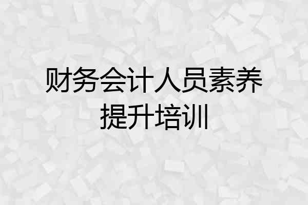 财务会计人员素养提升培训