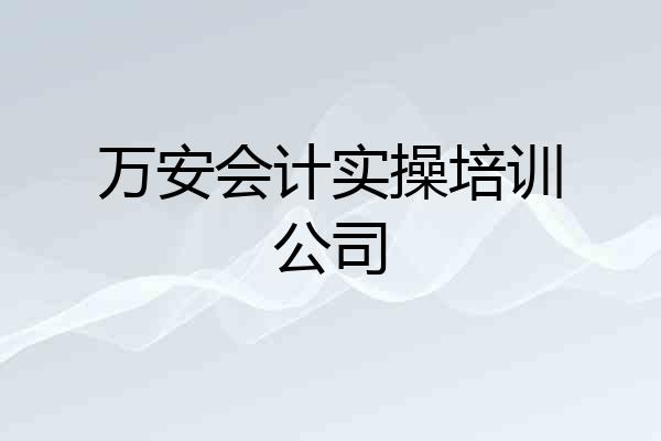 万安会计实操培训公司