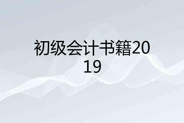 初级会计书籍2019