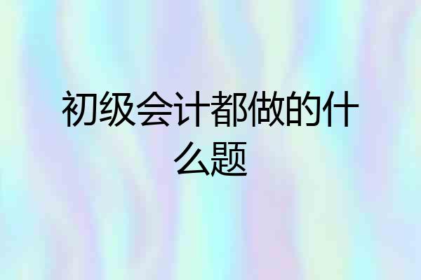 初级会计都做的什么题