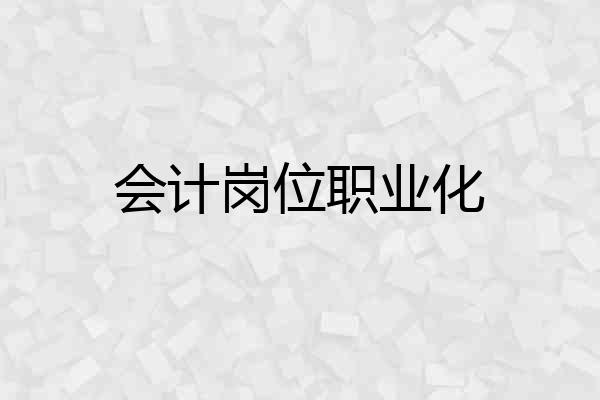 会计岗位职业化