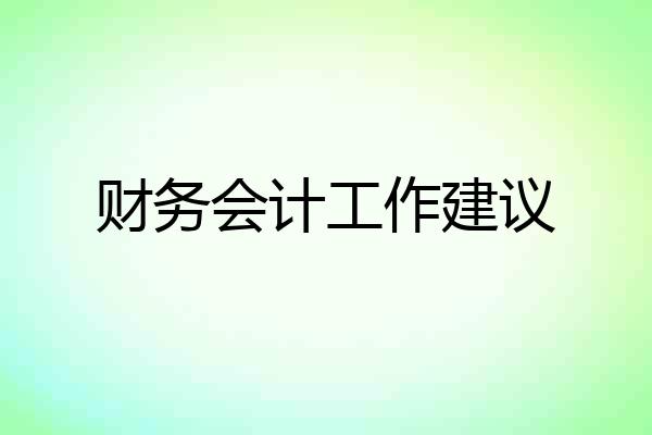 财务会计工作建议