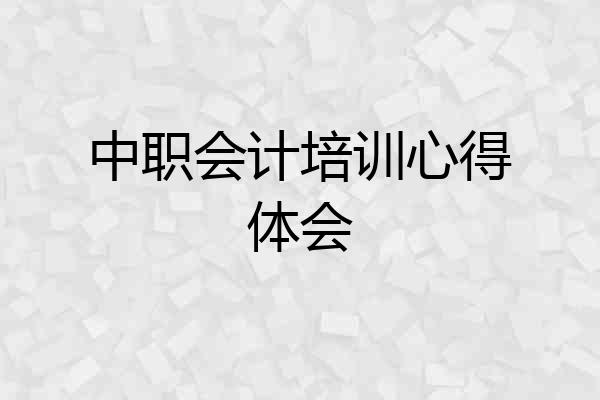 中职会计培训心得体会