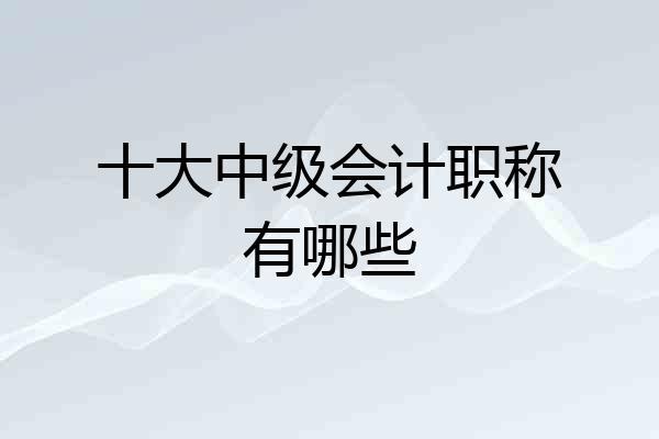 十大中级会计职称有哪些