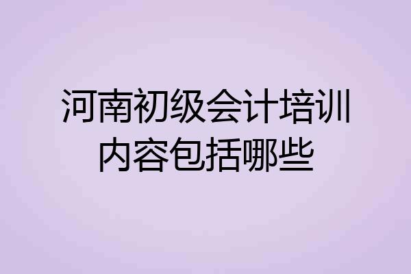 河南初级会计培训内容包括哪些