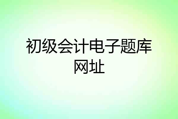初级会计电子题库网址