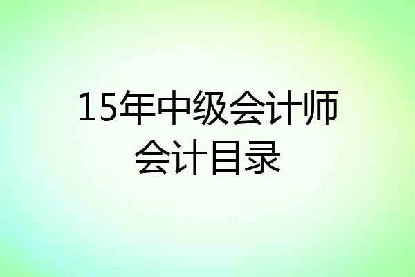 15年中级会计师会计目录