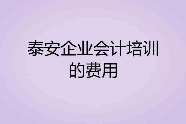 泰安企业会计培训的费用