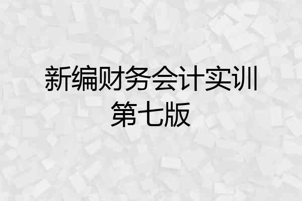 新编财务会计实训第七版