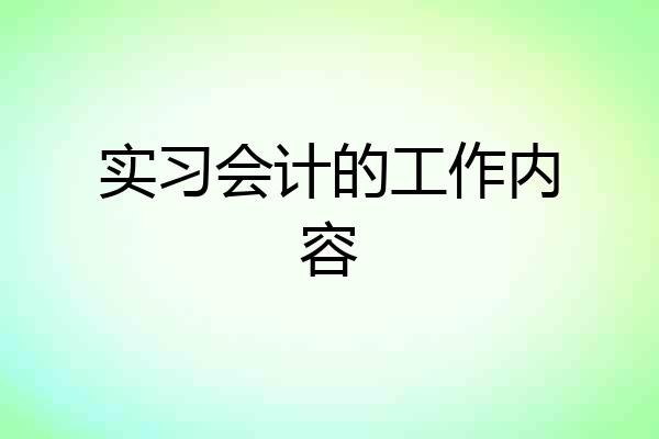 实习会计的工作内容