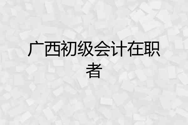 广西初级会计在职者