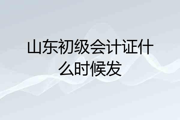 山东初级会计证什么时候发