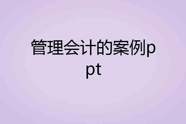 管理会计的案例ppt