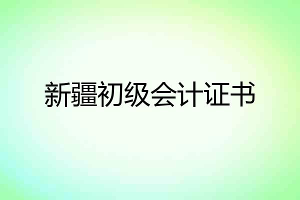 新疆初级会计证书