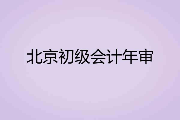 北京初级会计年审