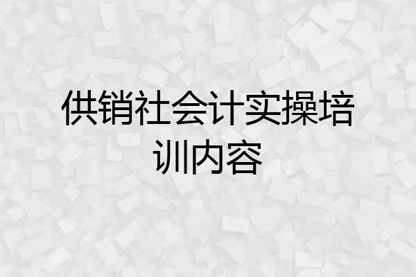 供销社会计实操培训内容