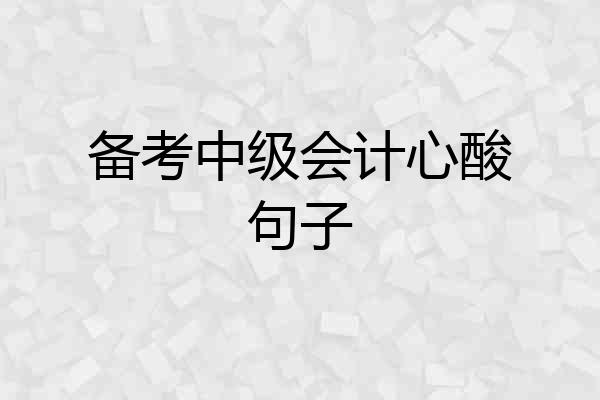 备考中级会计心酸句子
