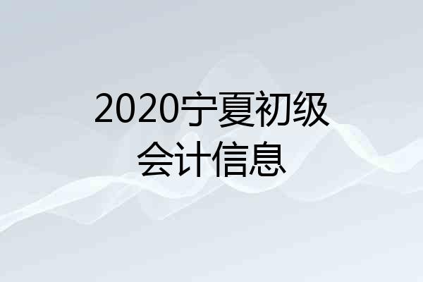 2020宁夏初级会计信息