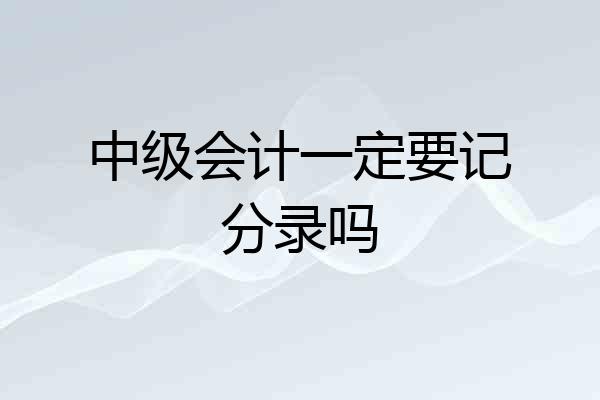 中级会计一定要记分录吗
