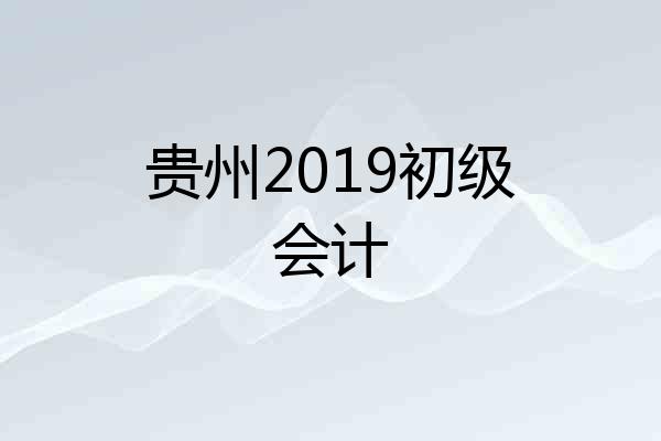 贵州2019初级会计