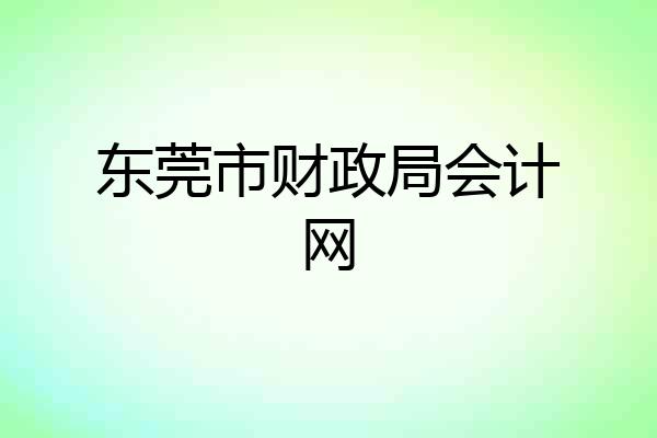 东莞市财政局会计网