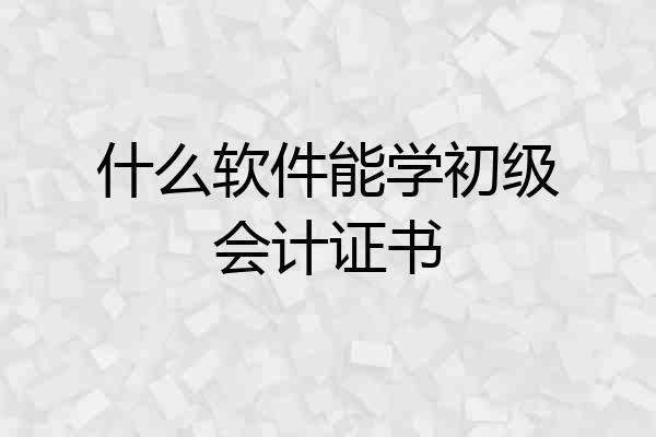 什么软件能学初级会计证书