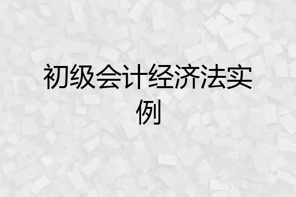 初级会计经济法实例