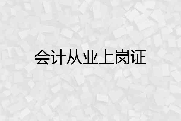 会计从业上岗证