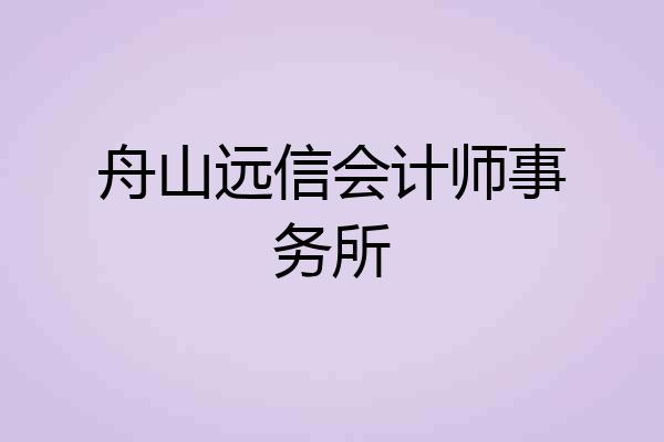 舟山远信会计师事务所
