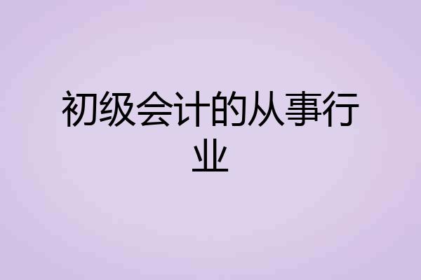 初级会计的从事行业