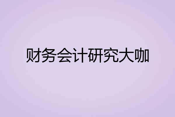 财务会计研究大咖