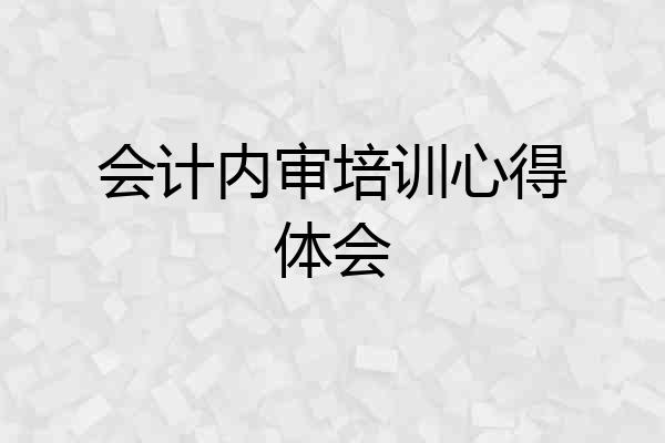 会计内审培训心得体会